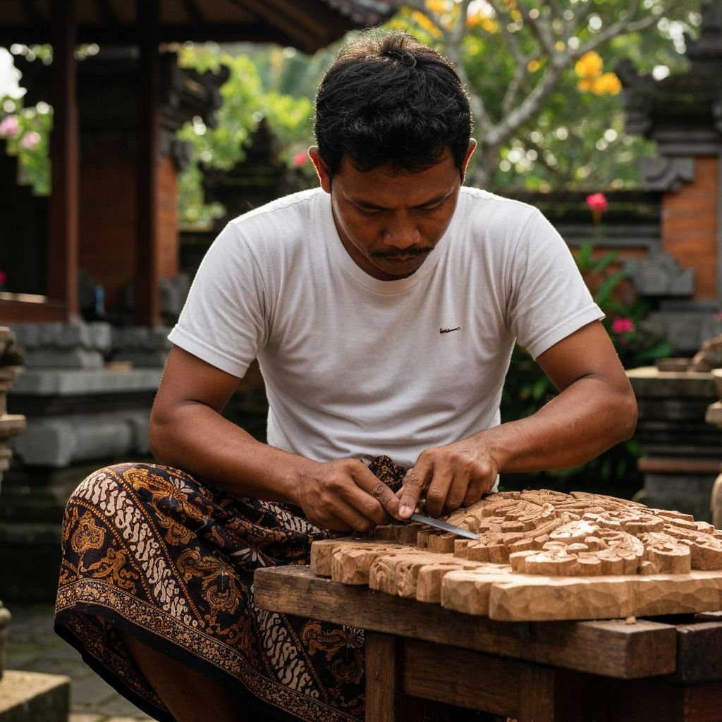 Master artisan working on traditional wood carving